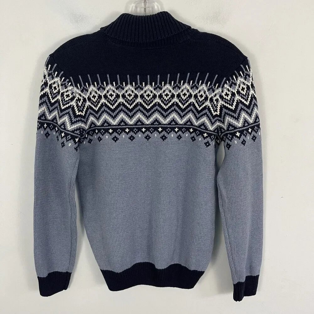 NWT Gymboree Boys L 10/12 Shawl Collar Fair Isle Preppy‎ Holiday Sweater Blue